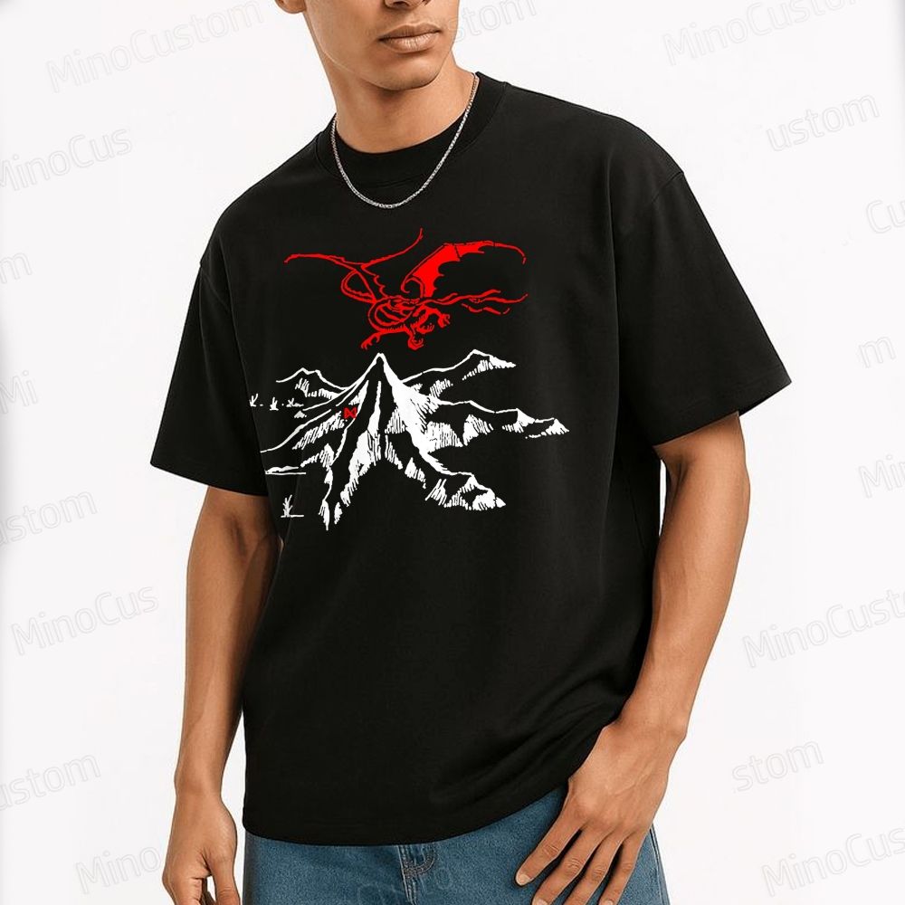 The Lord of the Rings Red Dragon & Mountain Graphic T - shirt