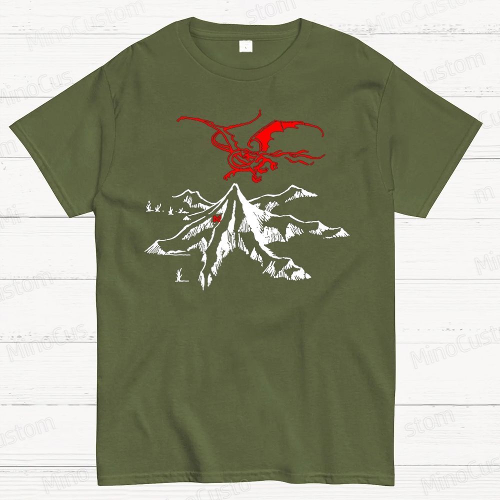 The Lord of the Rings Red Dragon & Mountain Graphic T - shirt