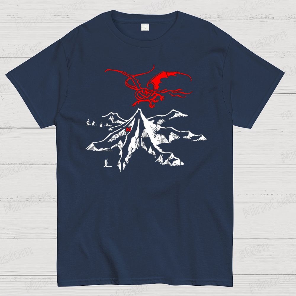 The Lord of the Rings Red Dragon & Mountain Graphic T - shirt