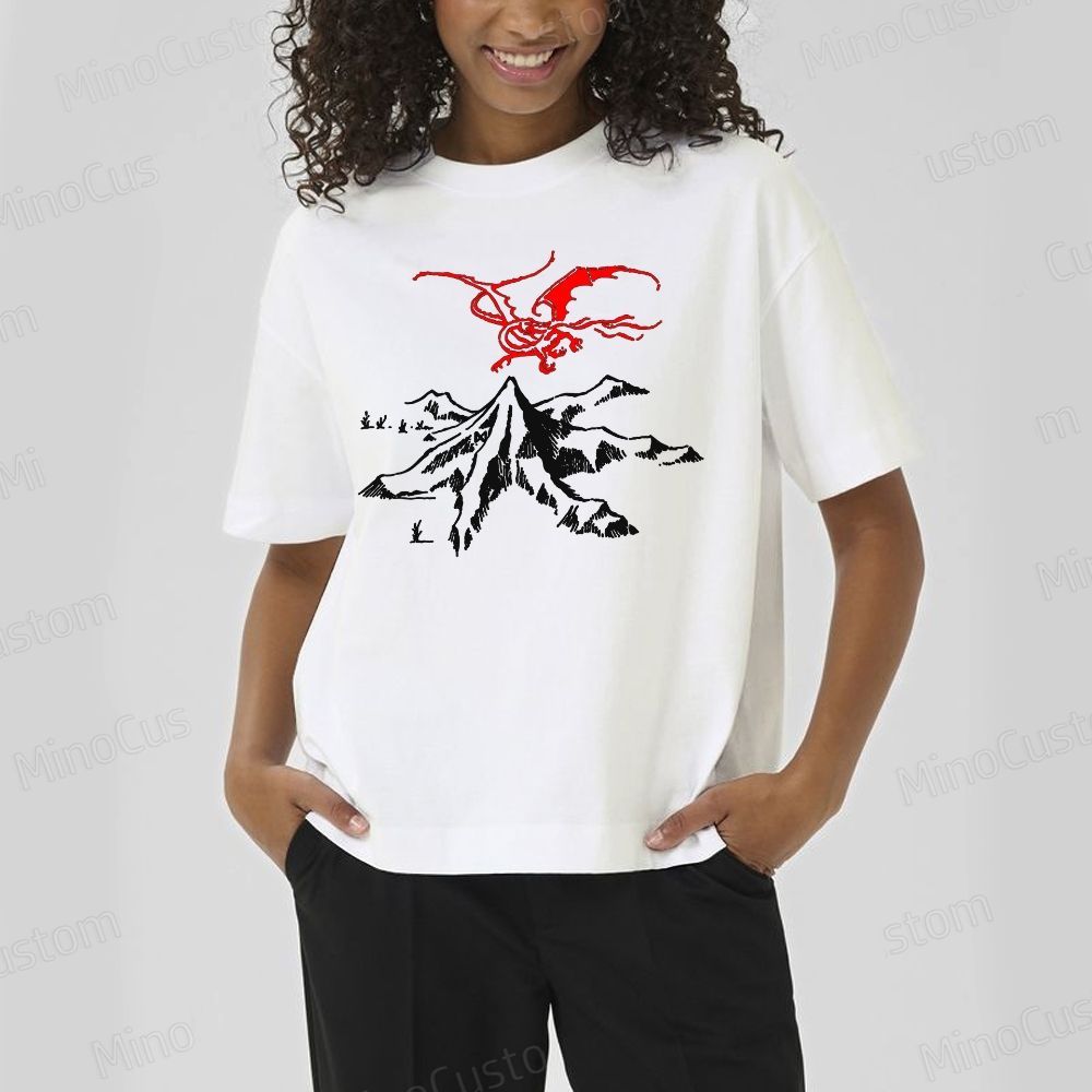 The Lord of the Rings Red Dragon & Mountain Graphic T - shirt