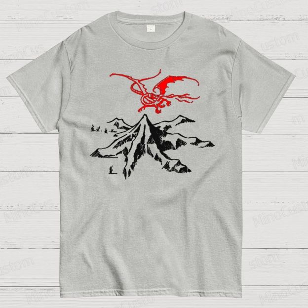 The Lord of the Rings Red Dragon & Mountain Graphic T - shirt
