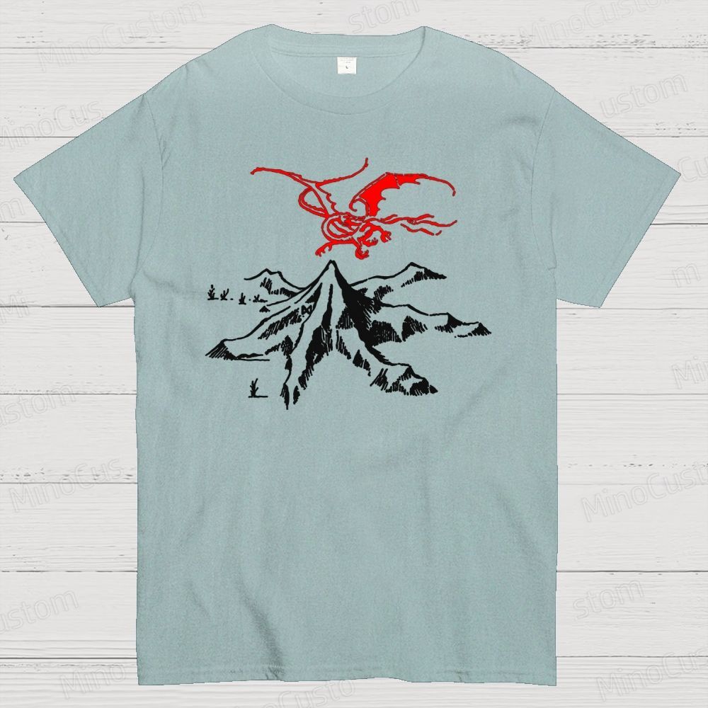 The Lord of the Rings Red Dragon & Mountain Graphic T - shirt