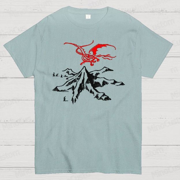 The Lord of the Rings Red Dragon & Mountain Graphic T - shirt