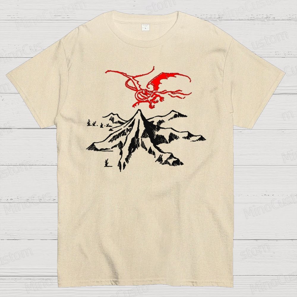 The Lord of the Rings Red Dragon & Mountain Graphic T - shirt