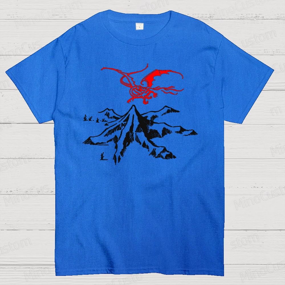 The Lord of the Rings Red Dragon & Mountain Graphic T - shirt