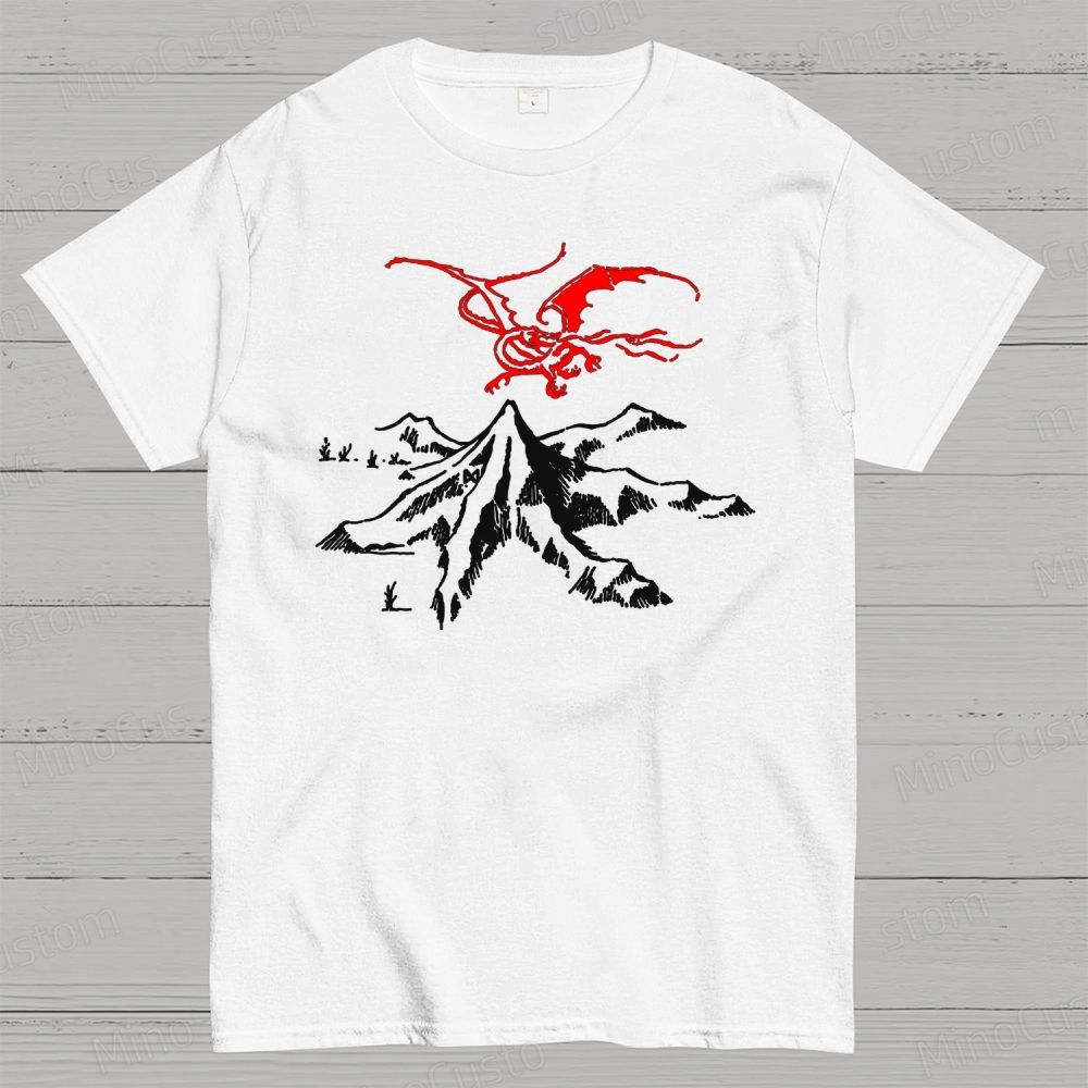 The Lord of the Rings Red Dragon & Mountain Graphic T - shirt