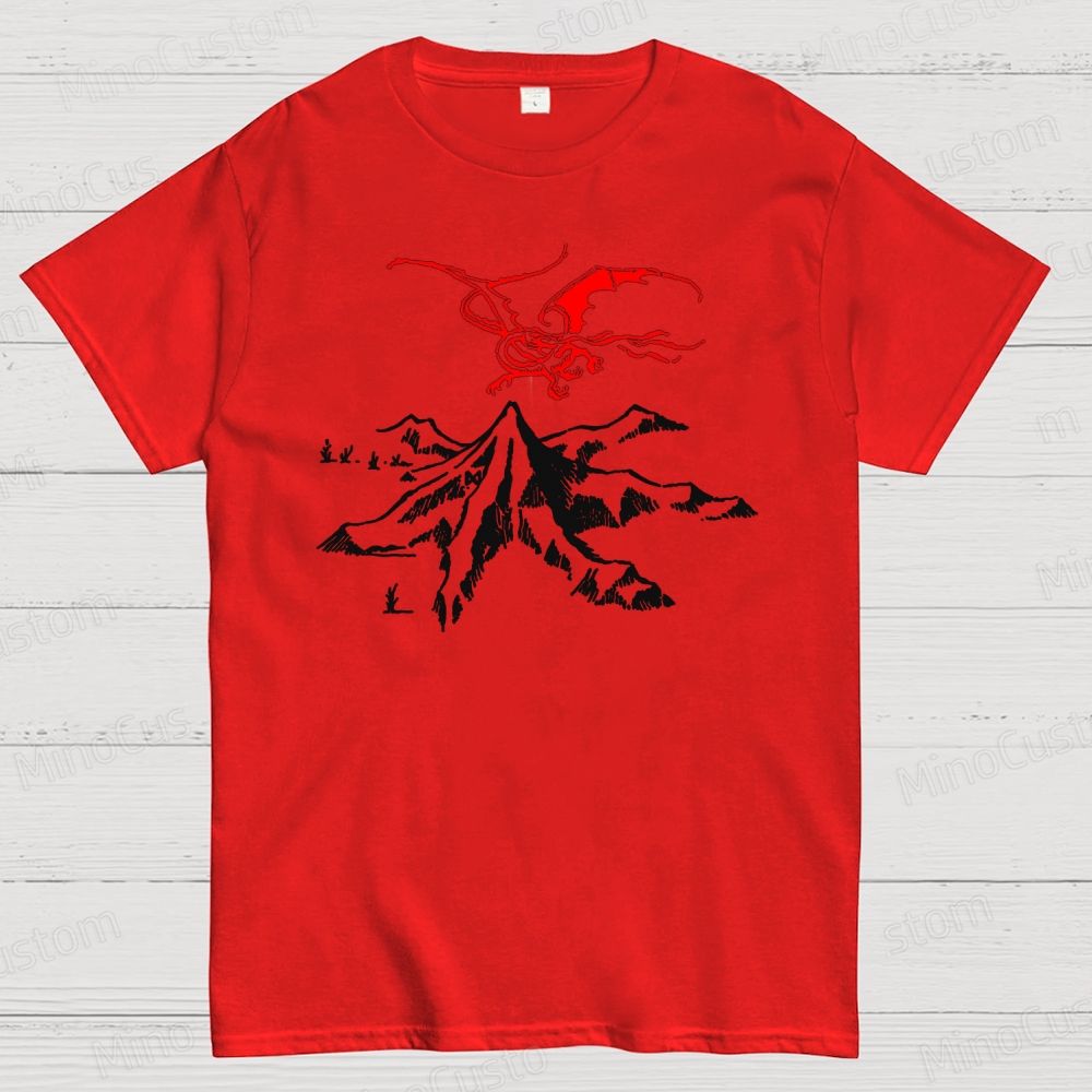 The Lord of the Rings Red Dragon & Mountain Graphic T - shirt