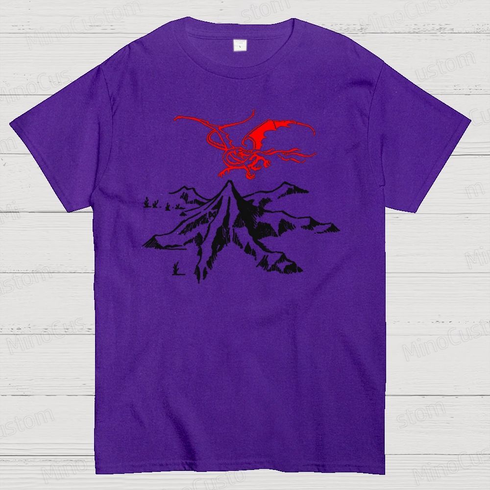 The Lord of the Rings Red Dragon & Mountain Graphic T - shirt