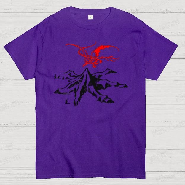 The Lord of the Rings Red Dragon & Mountain Graphic T - shirt