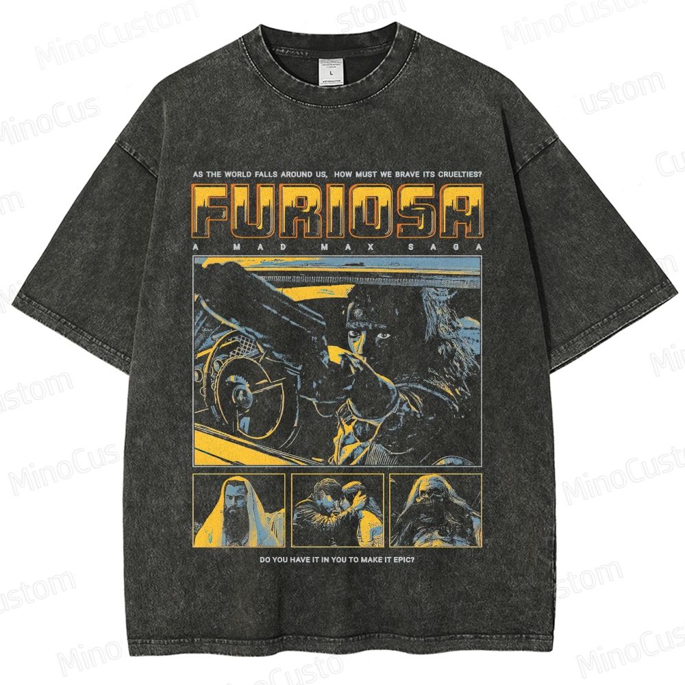Vintage Washed Furiosa: A Mad Max Saga Movie Graphic T - shirt