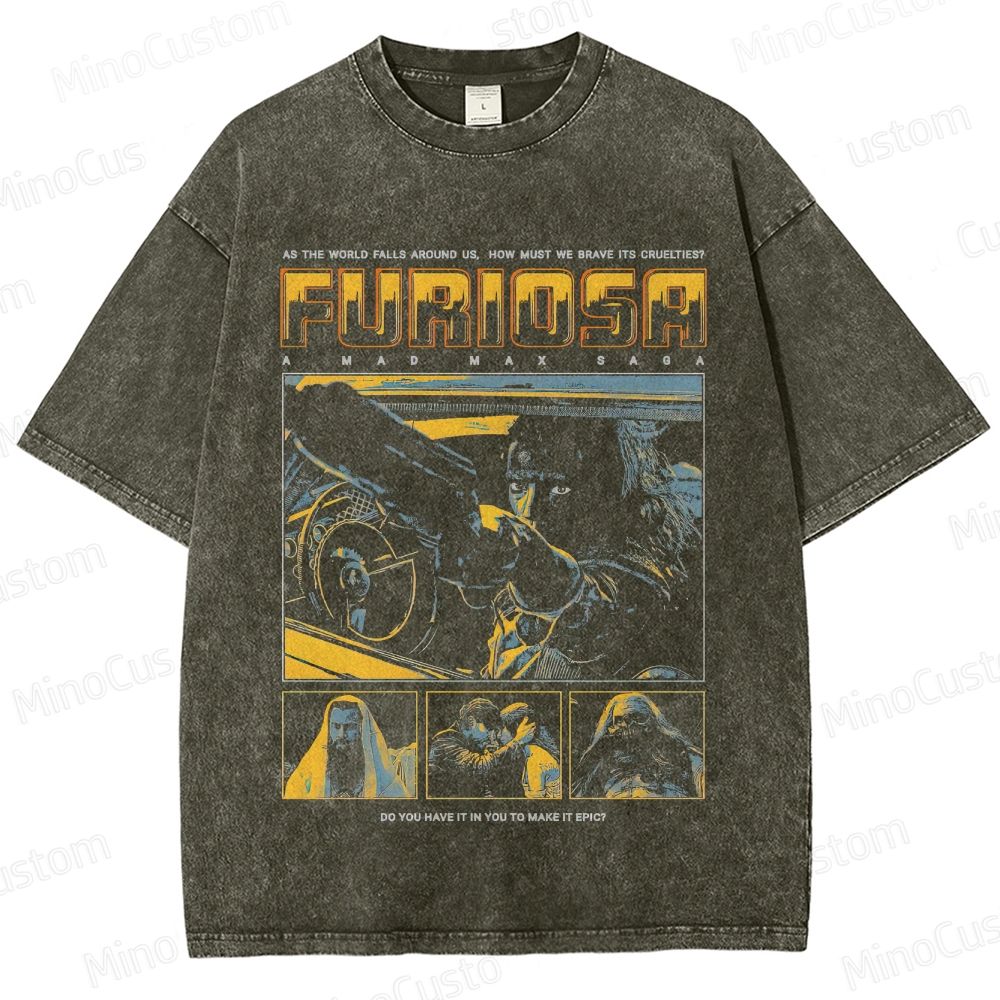 Vintage Washed Furiosa: A Mad Max Saga Movie Graphic T - shirt