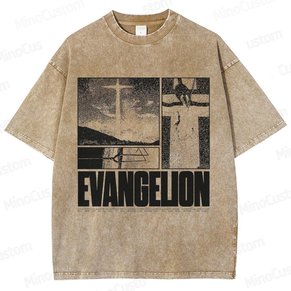 Vintage - style Neon Genesis Evangelion Graphic T - shirt
