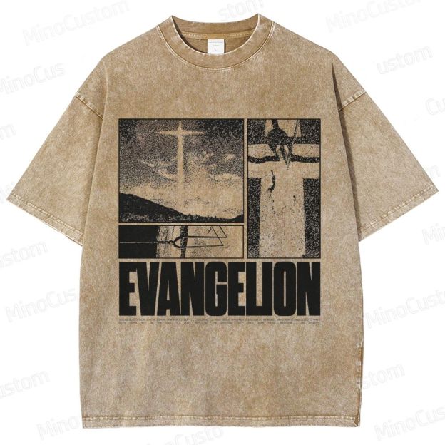 Vintage - style Neon Genesis Evangelion Graphic T - shirt