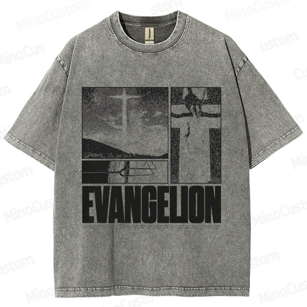 Vintage - style Neon Genesis Evangelion Graphic T - shirt