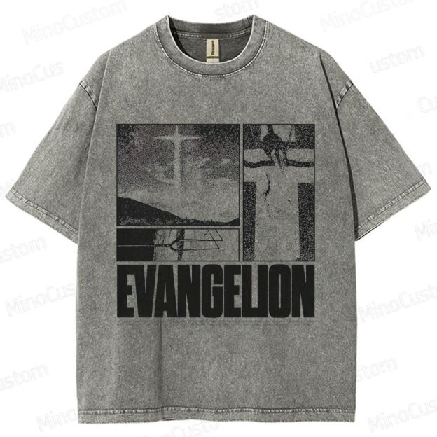 Vintage - style Neon Genesis Evangelion Graphic T - shirt