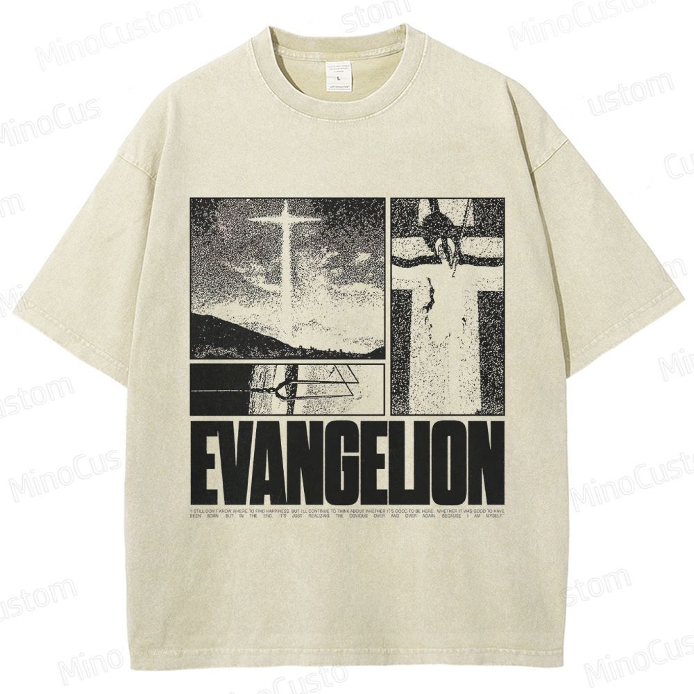 Vintage - style Neon Genesis Evangelion Graphic T - shirt