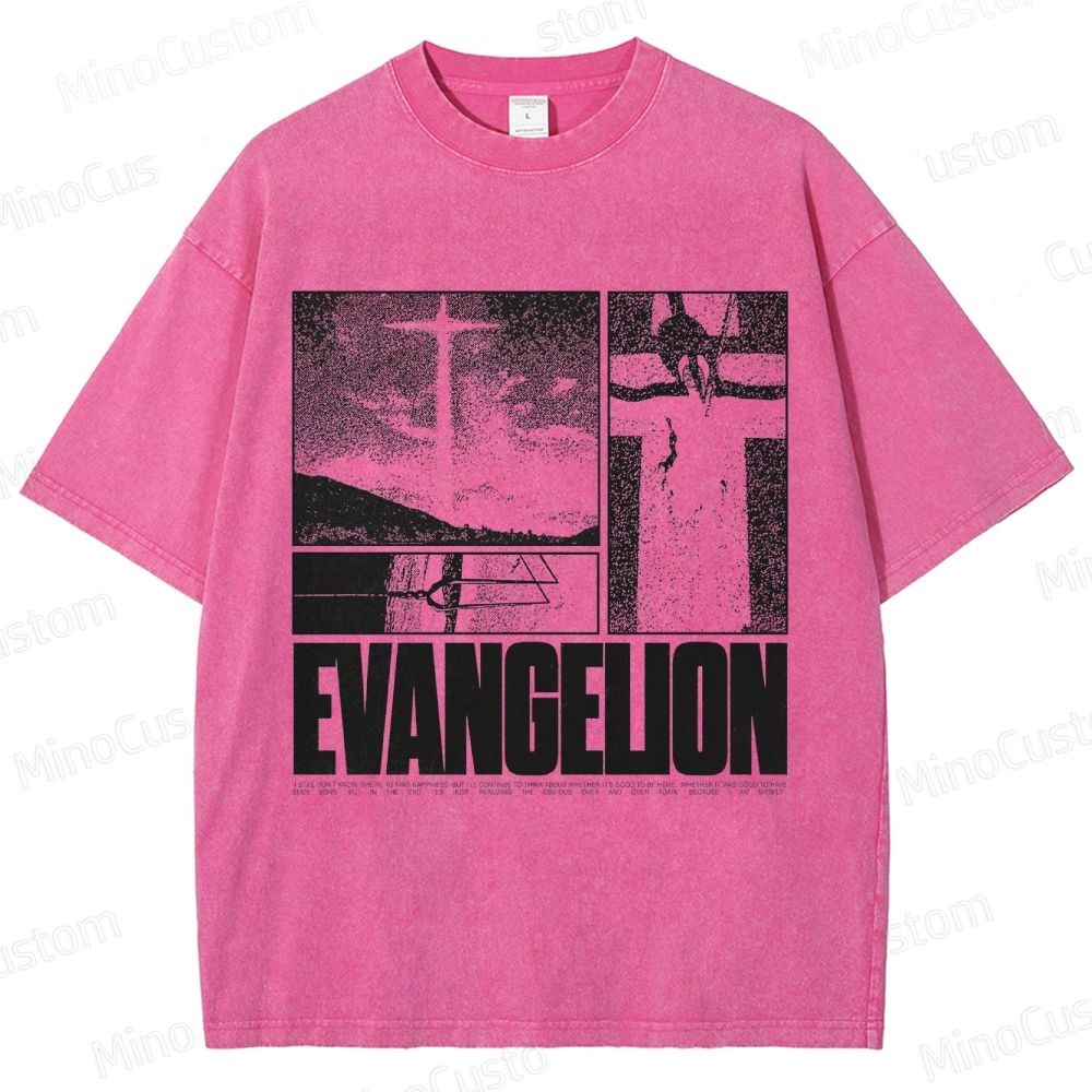 Vintage - style Neon Genesis Evangelion Graphic T - shirt
