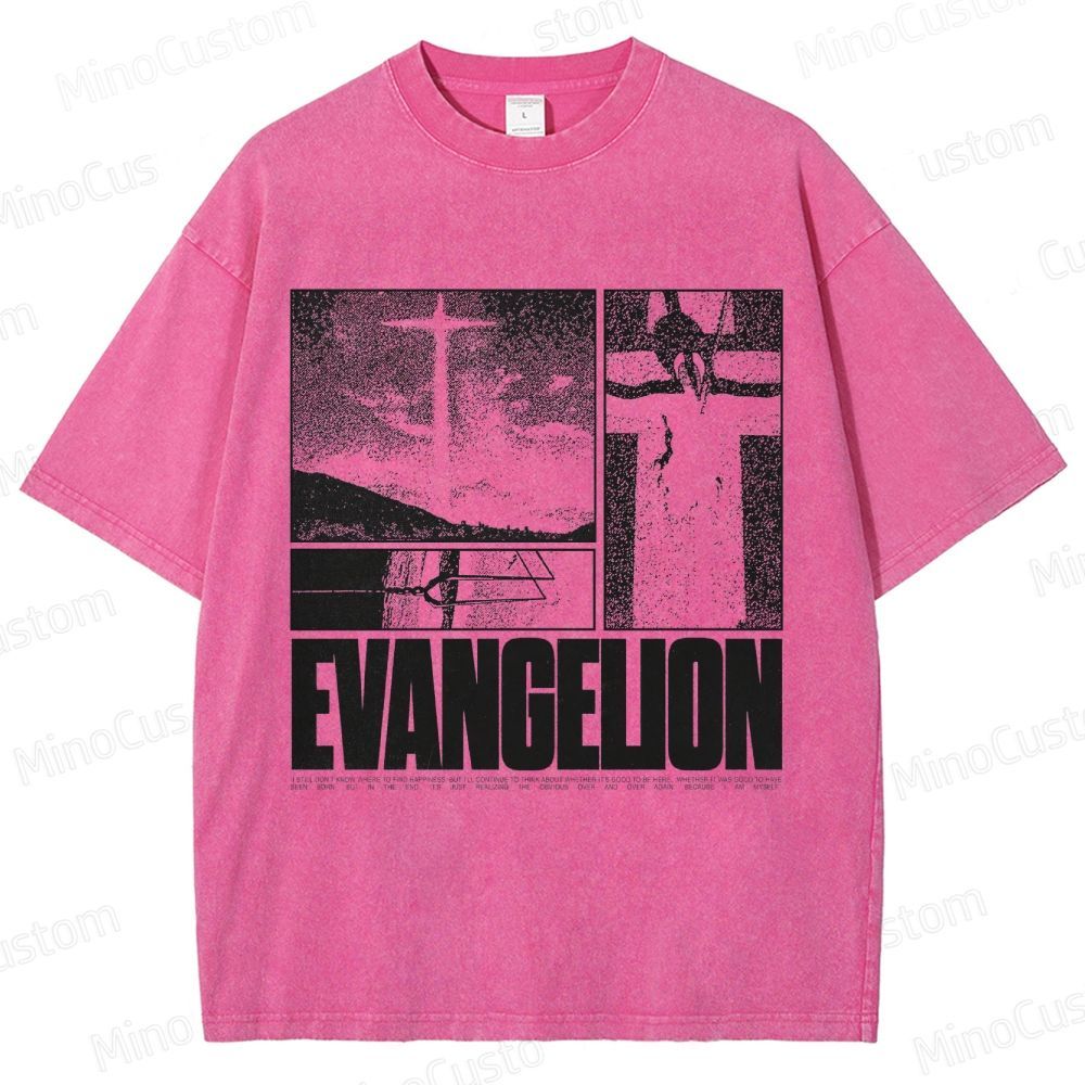 Vintage - style Neon Genesis Evangelion Graphic T - shirt