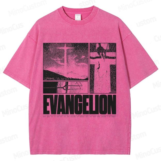 Vintage - style Neon Genesis Evangelion Graphic T - shirt
