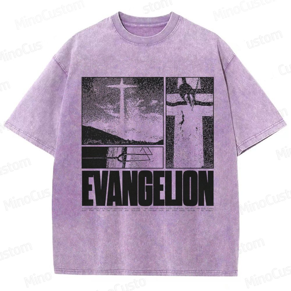 Vintage - style Neon Genesis Evangelion Graphic T - shirt