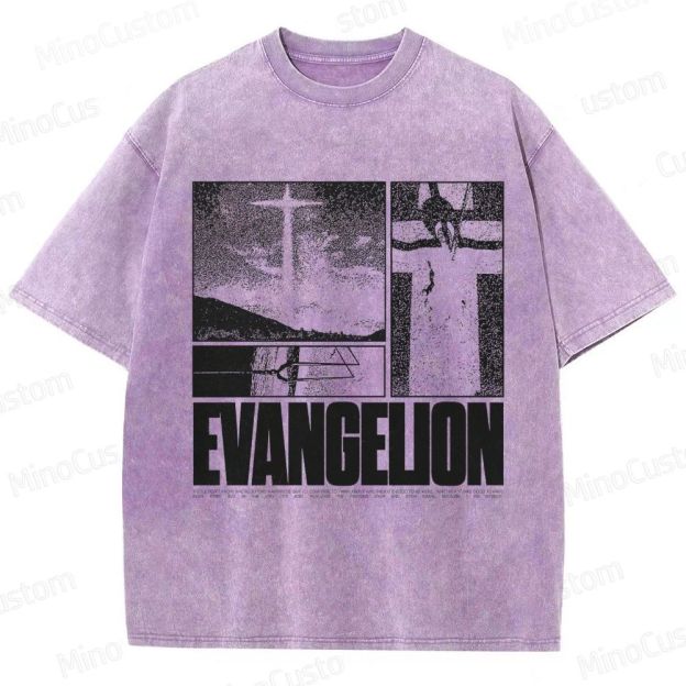 Vintage - style Neon Genesis Evangelion Graphic T - shirt