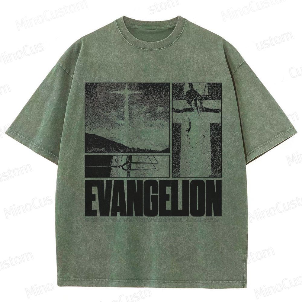 Vintage - style Neon Genesis Evangelion Graphic T - shirt