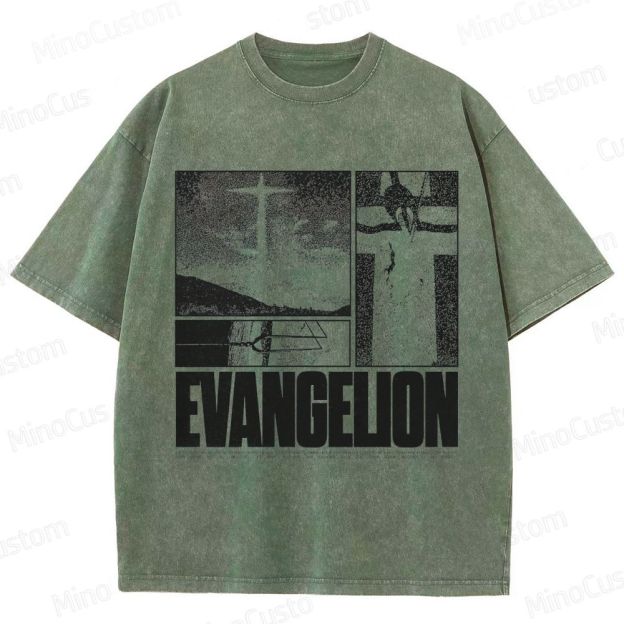 Vintage - style Neon Genesis Evangelion Graphic T - shirt