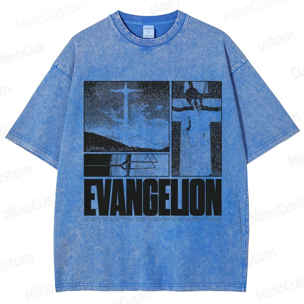 Vintage - style Neon Genesis Evangelion Graphic T - shirt