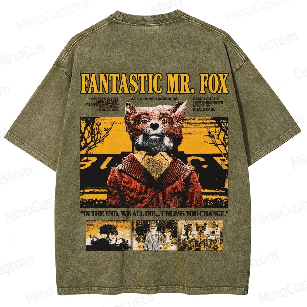 Vintage Washed Fantastic Mr. Fox Movie Graphic T - shirt