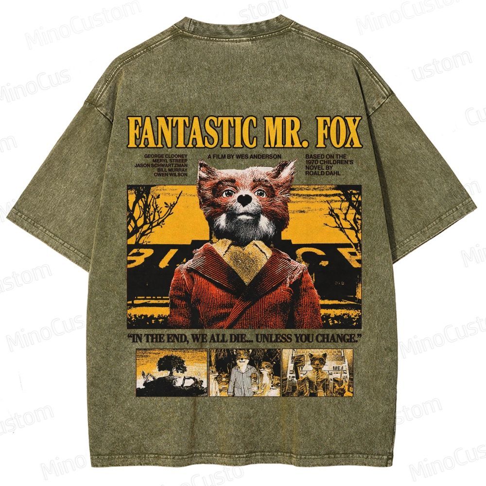Vintage Washed Fantastic Mr. Fox Movie Graphic T - shirt