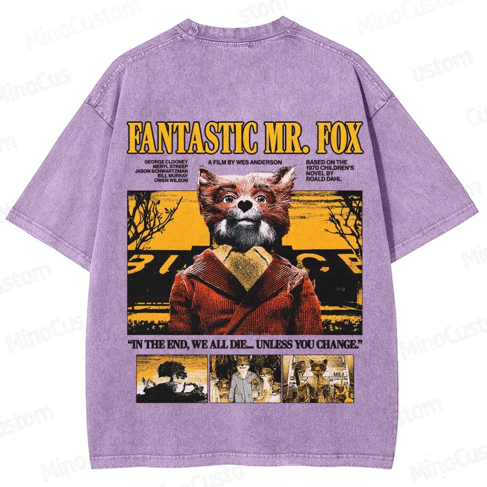 Vintage Washed Fantastic Mr. Fox Movie Graphic T - shirt