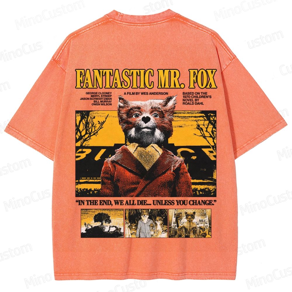 Vintage Washed Fantastic Mr. Fox Movie Graphic T - shirt