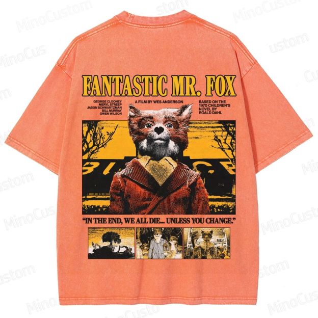 Vintage Washed Fantastic Mr. Fox Movie Graphic T - shirt