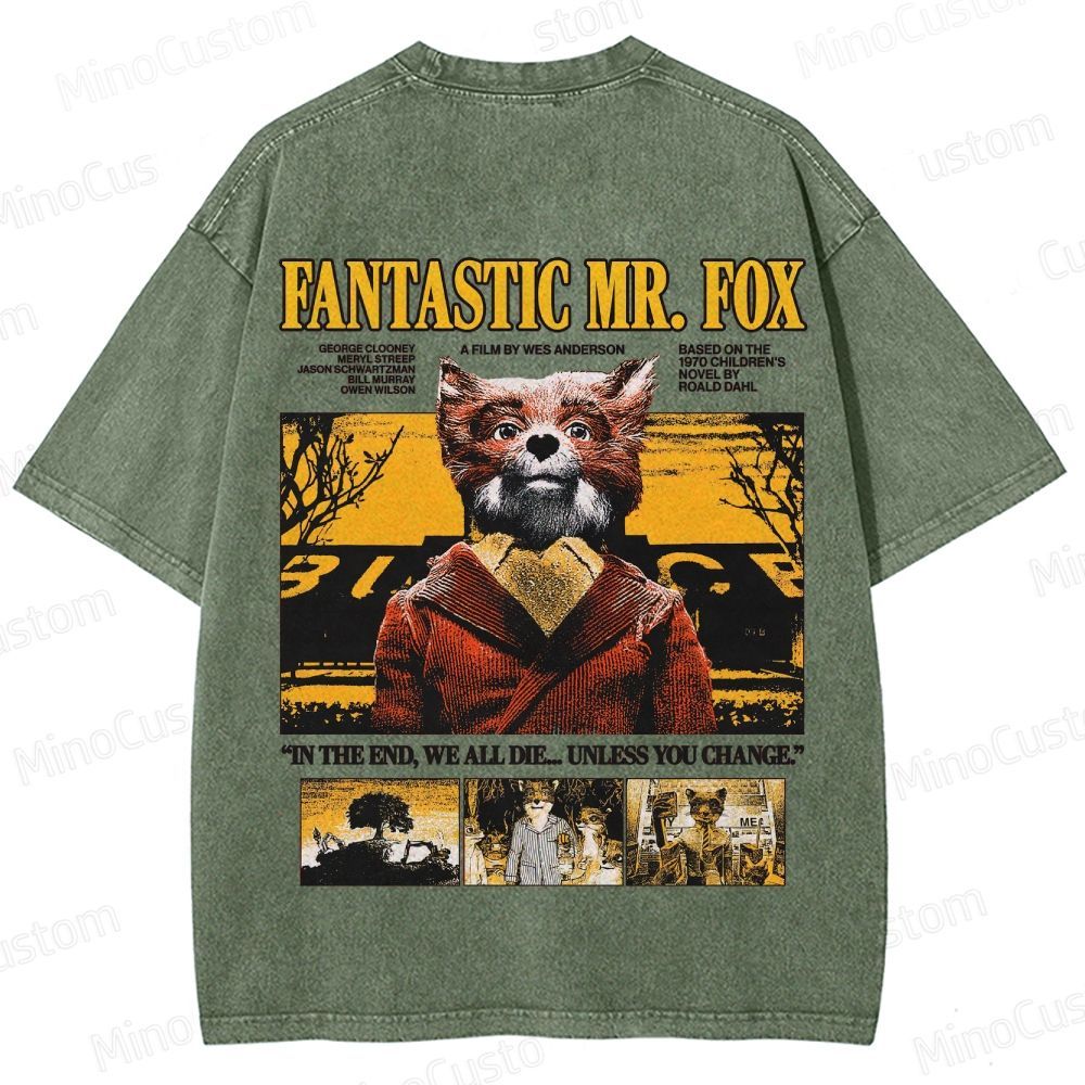 Vintage Washed Fantastic Mr. Fox Movie Graphic T - shirt