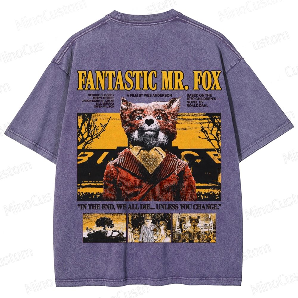 Vintage Washed Fantastic Mr. Fox Movie Graphic T - shirt