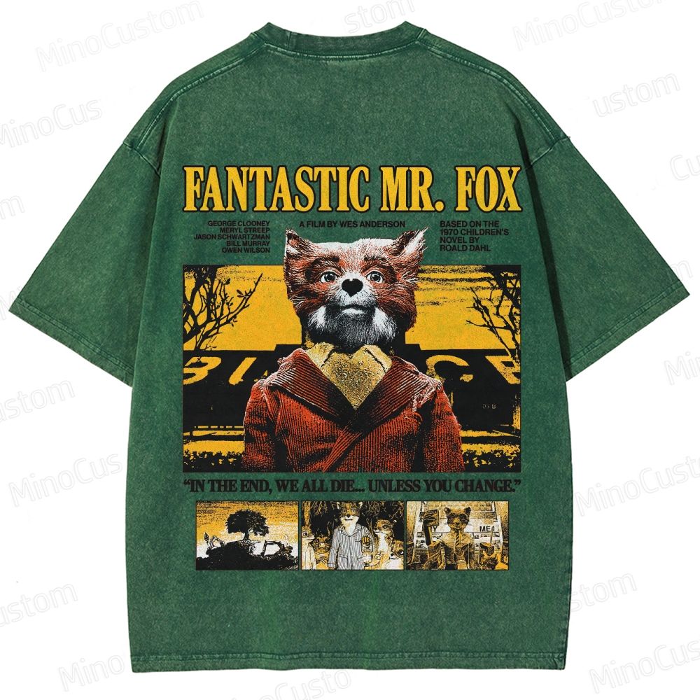 Vintage Washed Fantastic Mr. Fox Movie Graphic T - shirt