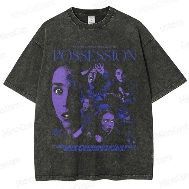 Vintage Washed Possession Movie Graphic T - shirt