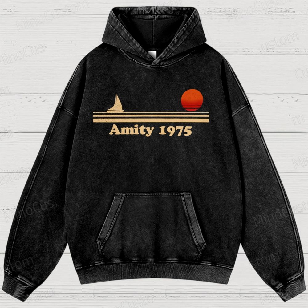 Amity lsland 1975 Vintage Distressed Hoodie