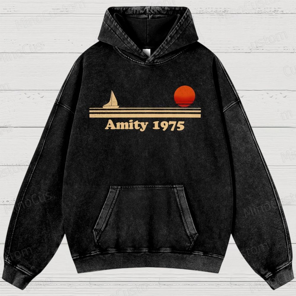 Amity lsland 1975 Vintage Distressed Hoodie