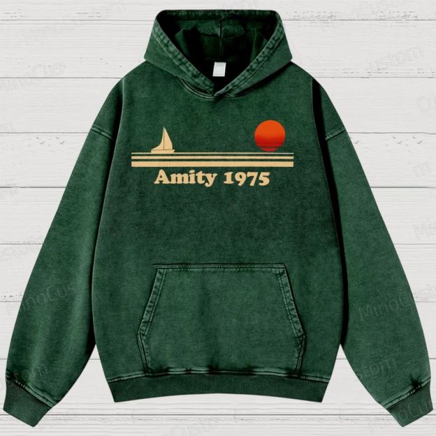 Amity lsland 1975 Vintage Distressed Hoodie