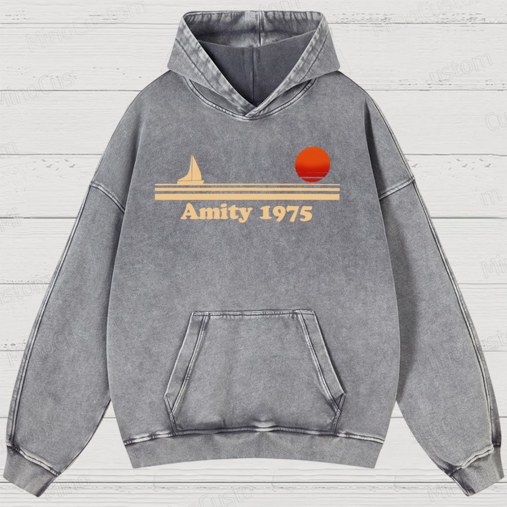Amity lsland 1975 Vintage Distressed Hoodie