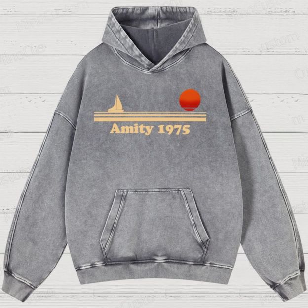 Amity lsland 1975 Vintage Distressed Hoodie