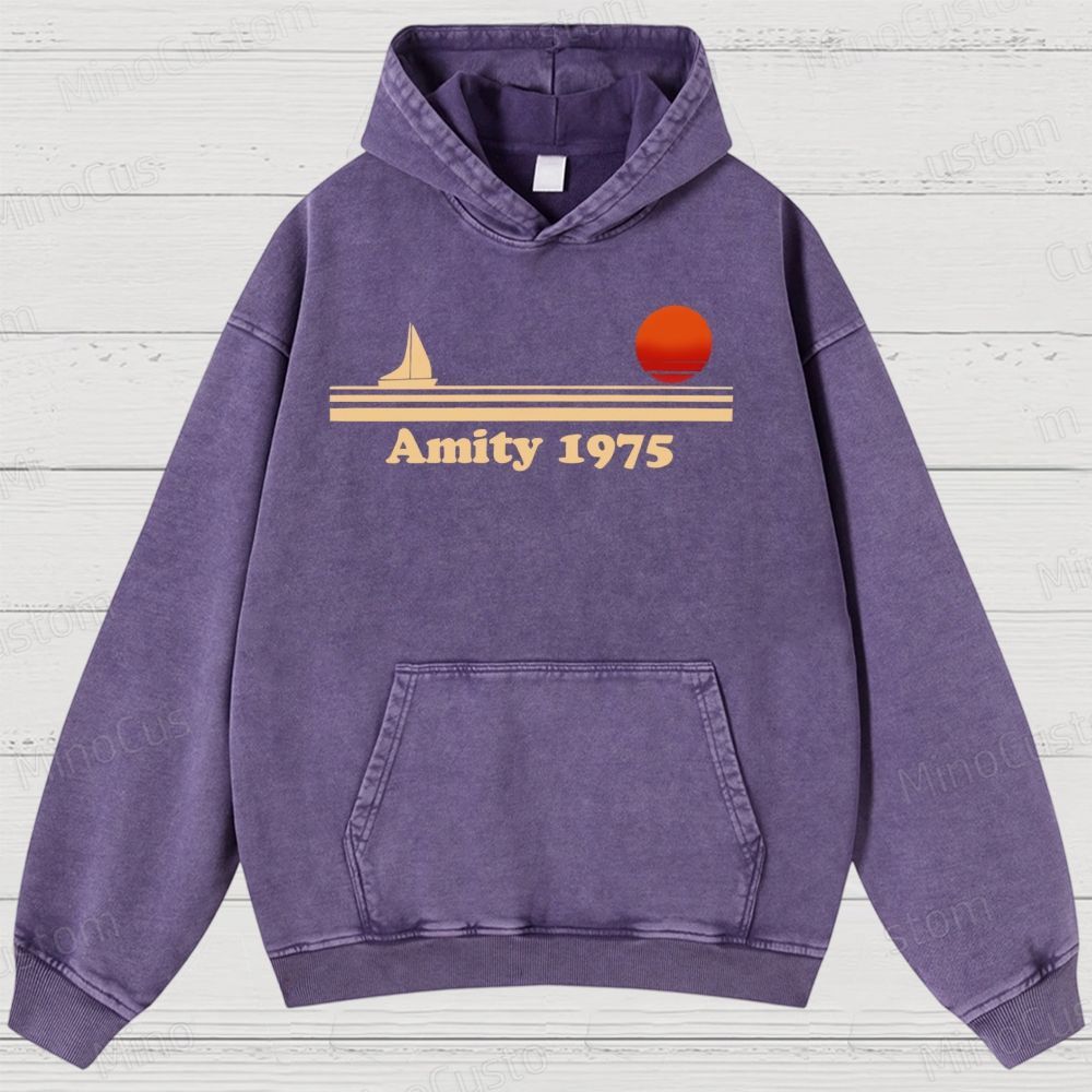 Amity lsland 1975 Vintage Distressed Hoodie