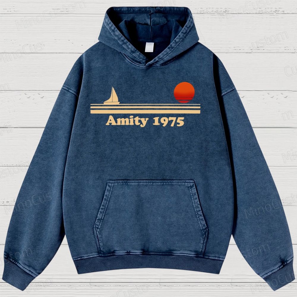 Amity lsland 1975 Vintage Distressed Hoodie