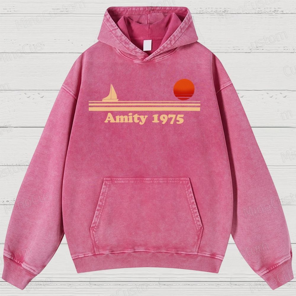 Amity lsland 1975 Vintage Distressed Hoodie