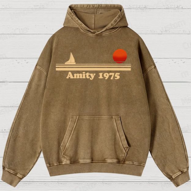 Amity lsland 1975 Vintage Distressed Hoodie