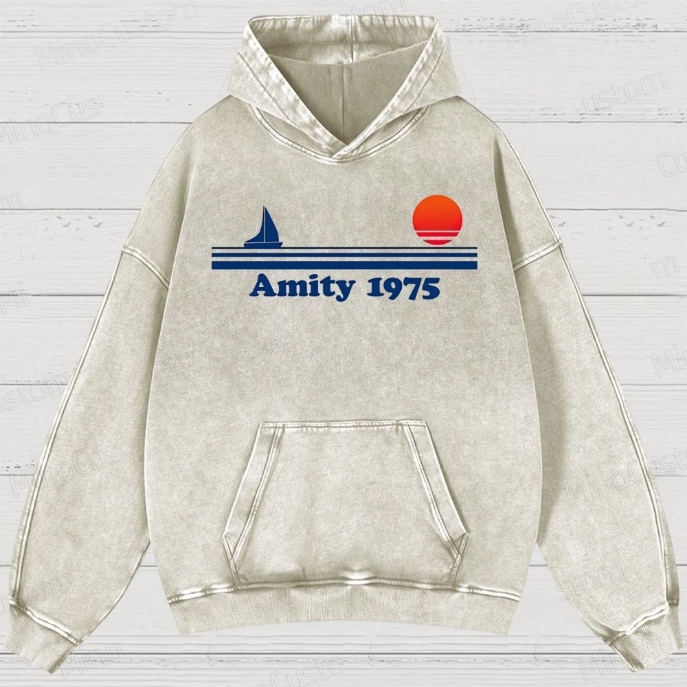 Amity lsland 1975 Vintage Distressed Hoodie