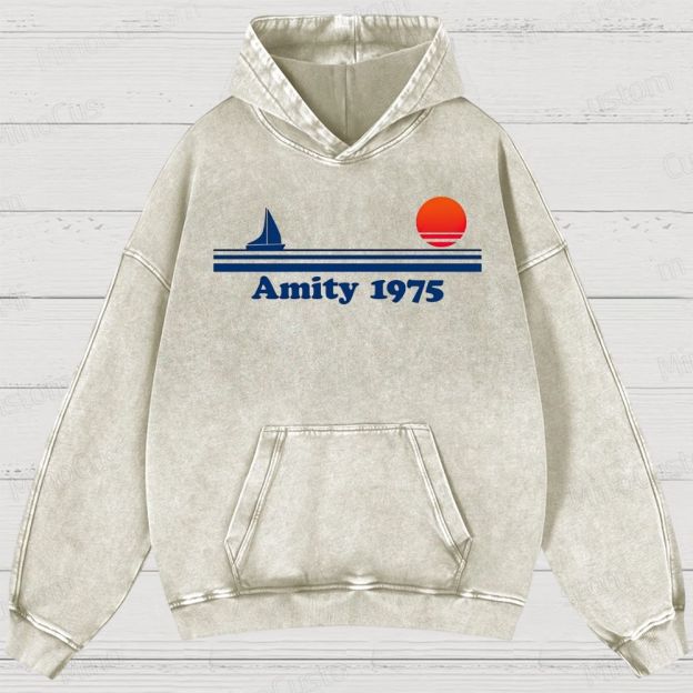 Amity lsland 1975 Vintage Distressed Hoodie