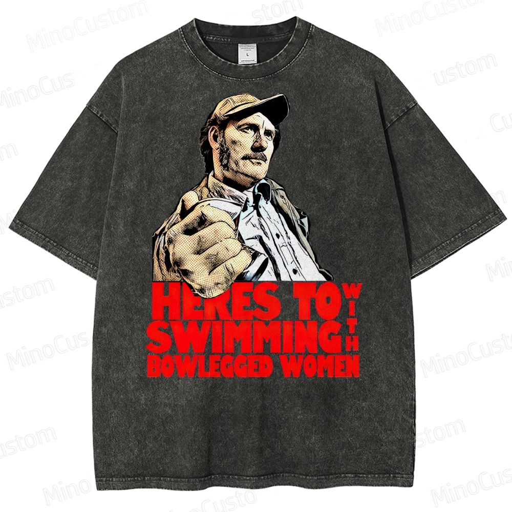"Here’s to Swimming with Bowlegged Women" – Vintage Jaws Quote Washed T-Shirt 