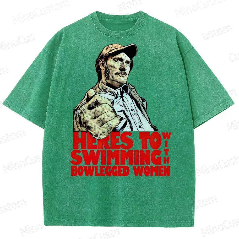 "Here’s to Swimming with Bowlegged Women" – Vintage Jaws Quote Washed T-Shirt 